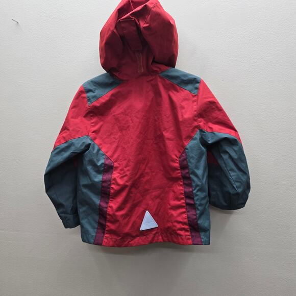 L.L. Bean Windbreaker Hooded Full Zip Jacket Outdoor Hiking Gorpcore Red Gray 3T - Picture 2 of 11
